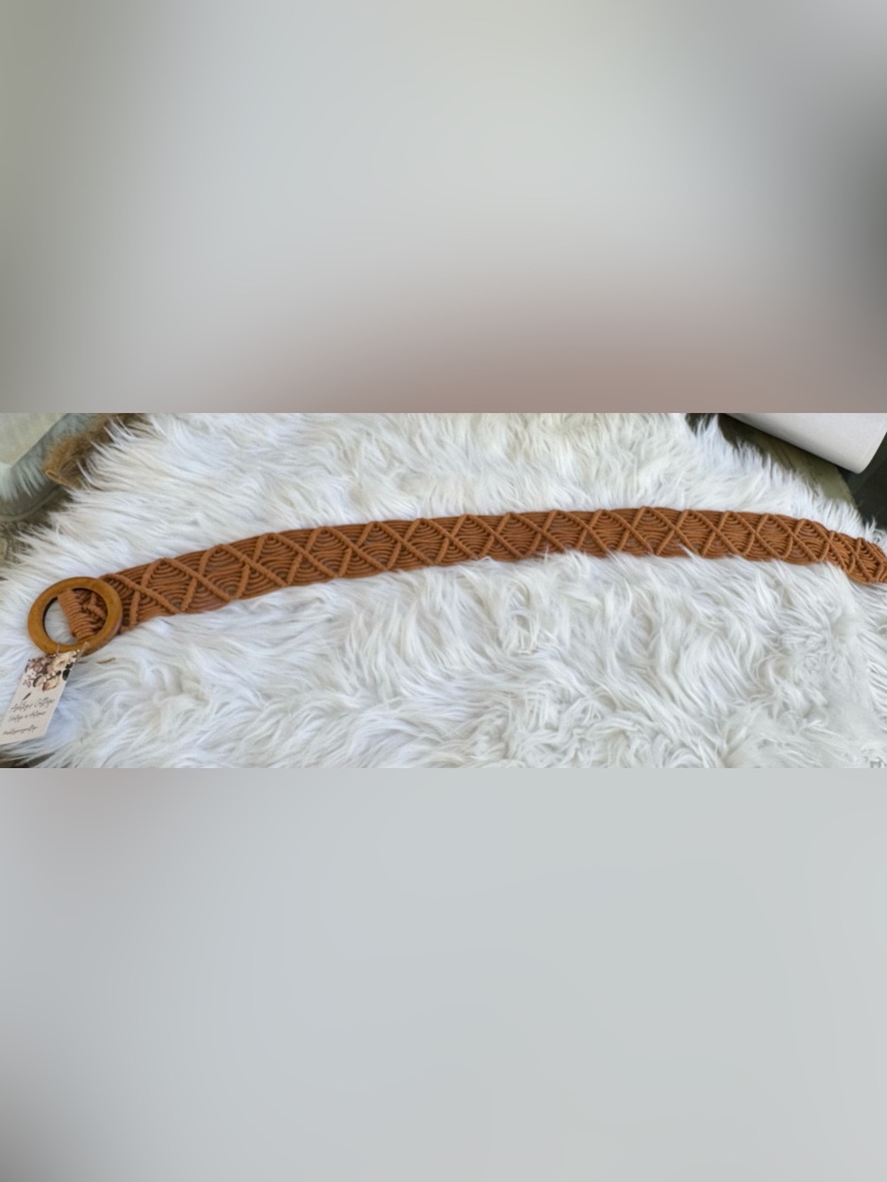 Woven Macramé Belt in Tan - Women's Accessory